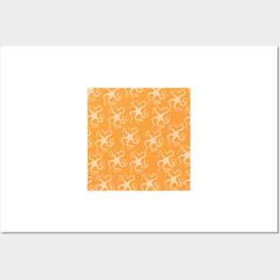 spiny brittle starfish aloha print hawaii pattern orange and white Posters and Art